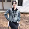 Chaqueta Vaquera Abotonada Estilo Nacional para Mujer, Chaqueta Corta con Retazos Estilo Chino Nuevo 2025 Primavera para Mujer