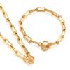 Fuente transfronteriza Europea y Americana acero inoxidable cadena de clip para papel personalidad cierre de langosta pulsera collar en forma de corazón set de joyería para mujer