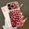 Capa Rosa Coração Estampa Leopardo Compatível com Celular Apple 18promax Huawei Xiaomi Vivo Capa Macia Janela Grande Personalidade