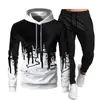 2026 AliExpress Sudadera Deportiva para Hombre Sudadera con Estampado Digital 3D Pulóver Casual Conjunto Personalizado de Dos Piezas