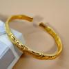 Pulsera de bambú chapada en oro de 24k, a la moda y versátil, pulsera de bambú simple, brillante y tallada, japonesa y coreana