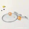 Tapa de Vidrio con Forma de G, Tapa de Vidrio Templado Engrosado, Tapa de Olla Transparente, Tapa con Mango de Madera, Tapa de Olla de Pie con Perilla Superior