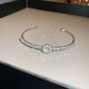 Pulsera Geométrica Abierta Incrustada con Diamantes, Lujo Ligero, Gama Alta, Pulsera de Moda Personalizada, Elegante, Simple y Versátil para Mujer