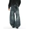 Calça Jeans Retrô Masculina Reta Solta Perna Larga Americana High Street Tendência Marca Rascally Cool Cleanfit Casual Calça Longa