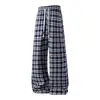 Pantalones rectos de primavera y otoño, versátiles para el uso diario, a cuadros, estilo casual