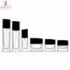 Juego de botellas cuadradas de vidrio en stock: Botella de loción de 120 ml, botella de sérum de 40 ml, frasco de crema de 50 g, materiales de embalaje cosmético