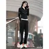 Conjunto Deportivo Casual Estilo Europeo para Mujer, Moda Primavera y Otoño, Diseño Elegante y Adelgazante, Conjunto de Dos Piezas de Manga Larga para Fitness y Running
