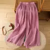 Nuevo top bordado de algodón y lino para mujer talla grande, holgado y adelgazante, moderno + pantalones largos de algodón y lino, conjunto elegante