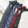 Traje Casual de Moda para Hombre con Bordado de Patrón Pequeño de Animal Azul y Negro, Corbata de 7 cm, Estilo Británico, Boda
