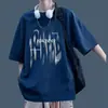 2026 Estilo Nuevo Camiseta de Manga Corta con Estampado de Letras Difuminadas para Hombre Peso Pesado Casual Holgado Estilo Perezoso Versátil Top de Media Manga