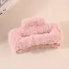 Presilha de Garra Quadrada de Pelo Sintético de Vison para Outono e Inverno, Presilha de Tubarão de Pelúcia Feita à Mão de Alta Qualidade, Grampo de Cabelo de Garra Grande, Acessórios de Cabelo Atacado