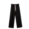 Pantalones casuales de color sólido de cintura media con textura waffle y efecto air puff para mujer, nuevos de primavera, estilo coreano, holgados con cordón ajustable y pernera ancha, a la moda
