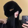 Gorro slouchy com barra enrolada, chapéu casual para clima frio, chapéu de lã tricotado para mulheres com circunferência de cabeça grande para outono e inverno, chapéu para maternidade pós-parto