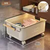 Cesta para ropa sucia, cesta de almacenamiento de ropa sucia para el hogar, diseño elegante, adecuada para el baño y la lavandería, con compartimentos para organizar la ropa y un diseño móvil