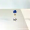 Pendientes Colgantes Pequeños Redondos de Circonita de Aleación de Titanio F-136 Pendientes de Labio de Titanio G23 con Rosca Interna Joyería para Piercing