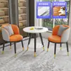 Conjunto de Mesa e Cadeiras de Lazer para Varanda da Moda, Mesa Redonda Simples de Camada Dupla para Recepção e Negociação, Uma Mesa e Duas Cadeiras, Conjunto de Três Peças para Receber Convidados