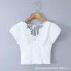 Top Jacquard Estilo Francês para Blogueira 2026 com Zíper nas Costas, Mangas Bufantes, Decote em V, Ajuste na Cintura, Emagrecimento, Blusa com Amarração Frontal