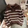Suéter de tela de terciopelo ártico otoño e invierno usar capa interior engrosada estilo nuevo cremallera base a rayas estilo corto artículo popular alta calidad