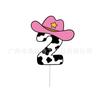 Tarjeta para pastel con tema de vaquero vaca, bebé de un año, dos años, decoración para pastel de fiesta de cumpleaños, adorno para insertar