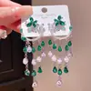 Pendientes de Aguja de Plata de Lujo Ligero con Zirconia, Mariposa, Gota de Agua y Borla, Pendientes de Moda Retro de Gama Alta de Nicho, Personalidad y Temperamento para Mujer
