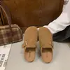 Chinelos Retro de Couro Genuíno com Solado Grosso para Mulheres 2026 Novo Estilo Outono Sapatos Slip-on para Uso Externo Birkenstock Sapatos Preguiçosos Mules
