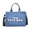 Bolso de Mano Grande de Lona con Estampado de Letras Estilo Calle Nuevo para Comercio Exterior Transfronterizo con Decoración de Rayas, Bolso Cruzado de Hombro para Mujer