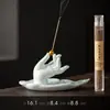 Quemador de Incienso Cerámico Creativo Mano de Buda, Soporte para Varillas de Incienso, Adorno Estilo Zen, Decoración de Quemador de Incienso para Mesa de Té en Casa