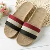 Pantuflas de Lino para el Hogar Parejas Pantuflas de Interior Piso de Madera Algodón y Lino Hogar Suela Gruesa Pantuflas de Verano para Hombres y Mujeres