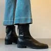Botines elegantes de punta cuadrada 2026 para mujer con cremallera trasera, botines tobilleros nuevos de corte bajo con tacón grueso, otoño elásticos versátiles de moda media