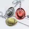 Llavero de sombrero de vaquero de metal, mini sombrero de fieltro de ala ancha, colgante de llave, superventas, pequeño regalo retro.