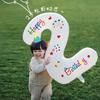 Globo de aluminio con diseño de margarita blanca estilo Ins para exteriores, ideal para el primer cumpleaños de un niño, con foto digital y diseño de girasol.
