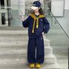 Conjunto de Moletom Casual de Outono para Meninas 2025 Novo Estilo Coreano Xale da Moda Conjunto de Três Peças Moda Infantil Tendência de Roupa de Outono