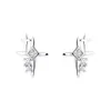 Pendientes de Estrella Brillante de Cuatro Puntas de Plata de Ley S925 para Hombres y Mujeres, Pendientes Modernos y Geniales, Nuevo Joyería de Hilo para Perforación de Oreja Única