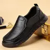 Sapatos Casuais de Couro Masculino, Couro Bovino de Primeira Camada Macio, Sola de Borracha Respirável Antiderrapante, Sapatos para Entregadores para Homens de Meia-Idade e Idosos