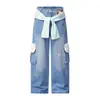 Jeans bordados de dibujos animados retro americano para hombres y mujeres, nuevo estilo de otoño, holgados rectos de trabajo de pierna ancha casuales para pareja