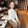 Chaleco de punto para niños, nuevo estilo de otoño, chaleco para niñas con patchwork de lunares, camiseta base con estampado de conchas, jeans para bebé