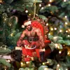 Colgante de decoración navideña 2022 Barry Papá Noel Regalo de Navidad Colgante de adorno de madera