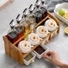 Juego de Tarros Cerámicos para Condimentos de Cocina, Caja de Especias para el Hogar, Juego Combinado de Botellas de Aceite de Vidrio, Aceite, Sal, Vinagre, Sal de Chile
