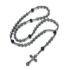 Collar Retro Religioso Personalizado No Magnético Transfronterizo Europeo y Americano Colgante de Piedra Natural con Cuentas Hecho a Mano Rosario