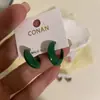 Pendientes Circulares Rojos Rosados Coreanos Estilo Retro para Mujer, Pendientes Estilo Hong Kong, Moda Redonda Adelgazante