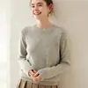 Novo Suéter de Gola Redonda com Sete Pontos Outono/Inverno Simples de Manga Longa Camada Base Tricô Suéter Solto