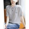 Camisa de Protección Solar Bordada de Lino de Bambú de Gama Alta, Manga Corta para Mujer, Estilo Delgado de Verano 2025, con Falda y Cárdigan de Punto de Color Contrastante