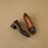 Yuanlitong~Zapatos de Tacón Cómodos para Mujer, Estilo de Gama Alta, Zapatos de Salón con Tacón Grueso, Nuevos Zapatos de Camelia Primavera 2025