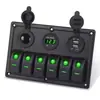 Interruptor Basculante Combinado 6 Posições para Iate, RV, Marinho com Duas Portas USB 3.1A e Voltagem