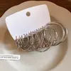 Set de Aretes Redondos Trenzados Geométricos de Aguja de Plata Simple de Moda Pendientes Estilo Europeo y Americano Pendientes Ligeros de Lujo de Gama Alta para Mujeres