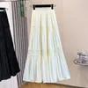 Saia Midi Elegante de Crochê Vazado Estilo Verão Novo para Mulheres Plus Size, Meninas Gordas, Elegante Francês, Redutora de Idade, Emagrecedora