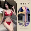 Lencería Sexy, Conjunto de Sujetador y Bragas de Encaje Sexy de Tres Puntos para Mujer, Tentación Transparente, Deseo Puro, Pijamas para Mujer, Tentación Sensual