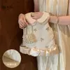 Vestido de Princesa para Niña para Nochevieja, Otoño e Invierno Elegante Vestido Chaleco con Cuello de Muñeca y Lazo para Primer Cumpleaños