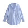 Atacado de comércio exterior 2022 Primavera e Outono nova roupa feminina estilo europeu e americano moda de rua lazer urbano camisa popeline multicolorida