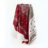 Turbante Europeo y Americano 90cm Bufanda de Seda al por Mayor Combinación de Colores Clásica Estampado de Anacardo Bufanda de Seda para Mujer Bufanda Cuadrada Grande Transfronteriza Chal
